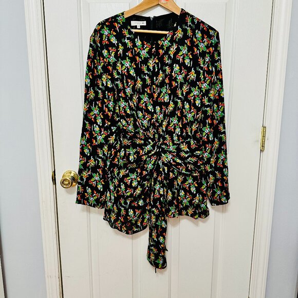 LAFAYETTE 148 NEW YORK MULTICOLOR ABSTRACT PRINTS TIE FRONT BLOUSE - Picture 1 of 8